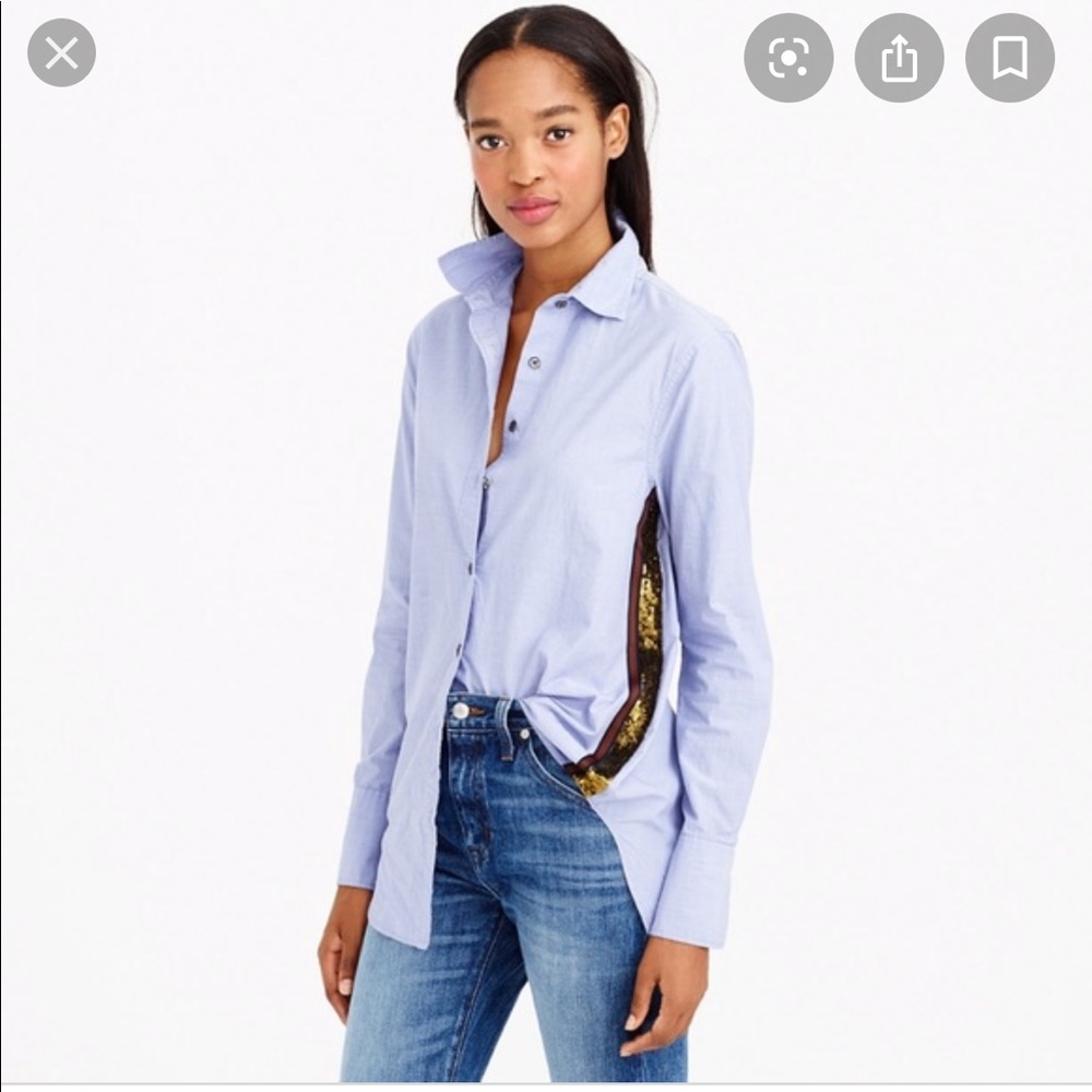 JCrew Sequin Side Stripe Shirt